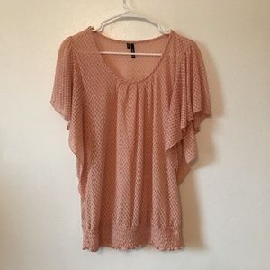 Large MAURICES Pink Sheer Mesh Knit Tunic Shirt